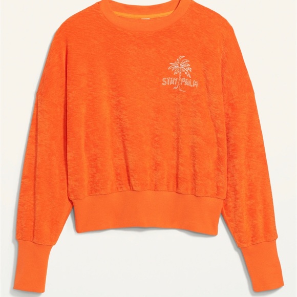 Old Navy Tops - NWT OLD NAVY Loose Cropped Long-Sleeve Performance Slub-Knit Terry Sweatshirt